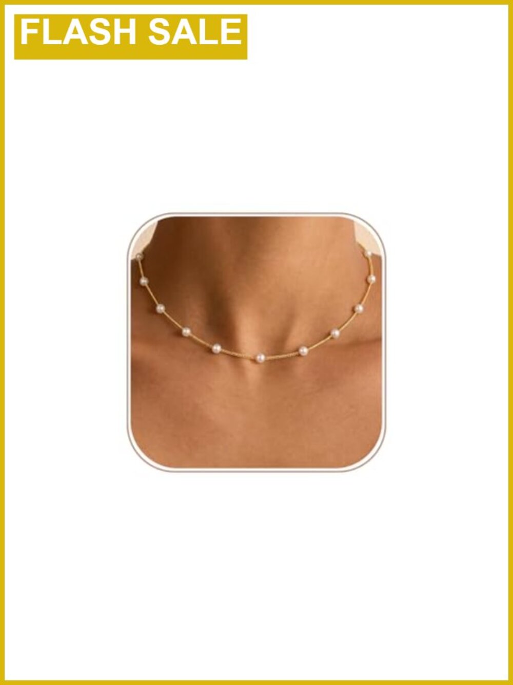 Gold Plated Pearl Choker Necklace Women Wedding